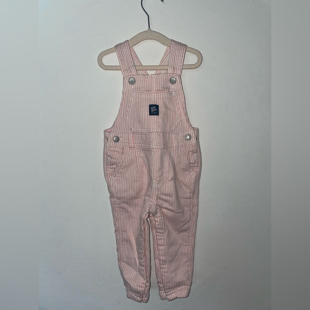 Oshkosh Baby B’Gosh Pink/White Pinstripe 12m Overalls